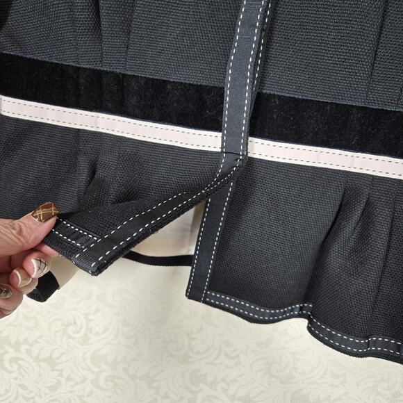 VTG Albert Nipon Suit Jacket 12 Black Cotton Snap Front Peplum Hem Velvet Ribbon - Picture 4 of 14